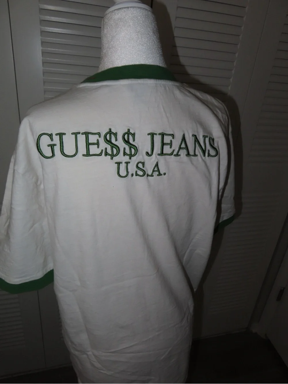 Guess Vintage Tee with Green Trim and Rainbow Accent - Original - Picture 2 of 3